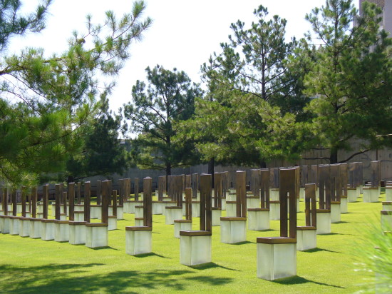 The chairs are placed according to where the person was at the time of the bombing