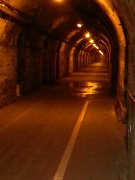 One of the main cave tunnels. 25 million bottles of champagne are stored in the cellars.