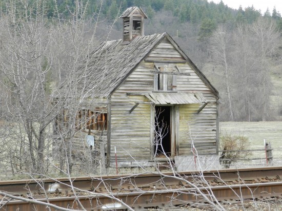 The 1-room schoolhouse with an amazing stone foundation.