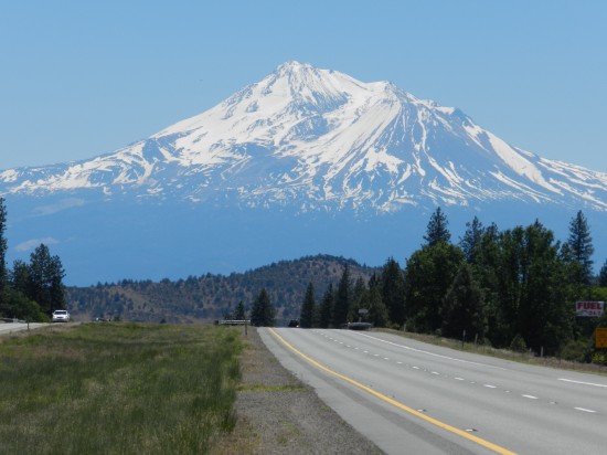Mt. Shasta, CA - as seen from the middle of Interstate Hwy 5