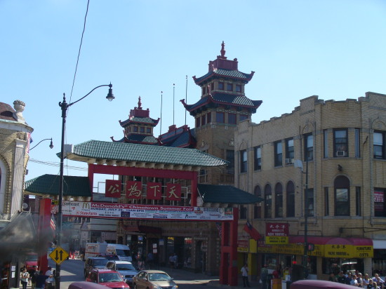 Entrance to China Town. I love how McDonald's has equal billing on the banner!