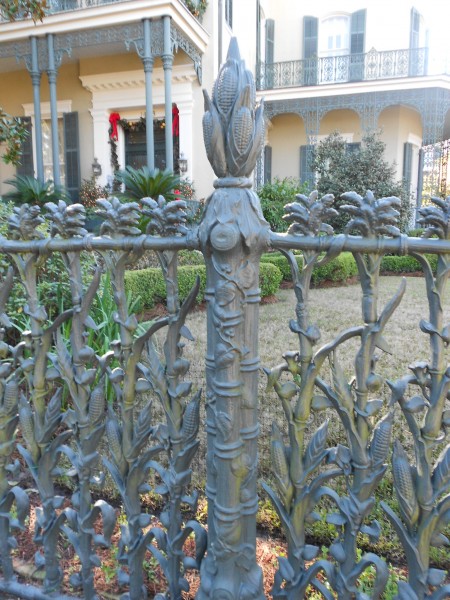Wrought iron fence of cornstalks - Garden District - New Orleans, LA