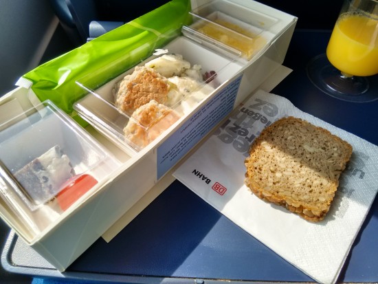 Bread, sausage, cheese, a nice snack box.